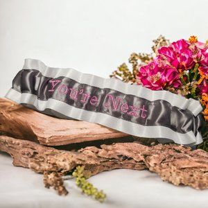 You're Next! Custom Embroidered Bridal Wedding Garter Throw Toss Personalized